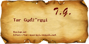 Tar Györgyi névjegykártya
